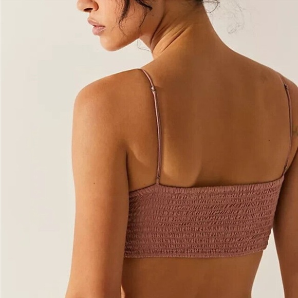 Free People Fp One Lyra Bralette Crochet Embroidered Smocked Strap Top M - Picture 2 of 5